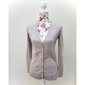 Old Navy Longline Oatmeal Slim Fit Cardigan Sweater w/ Pockets